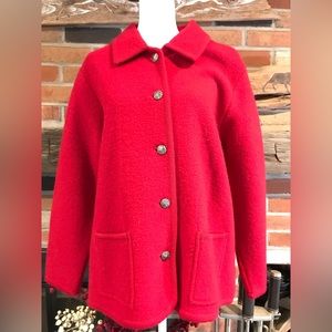 Vintage Talbots ❤️ Dark Red Boiled Wool Cardigan Jacket Size PM ❤️